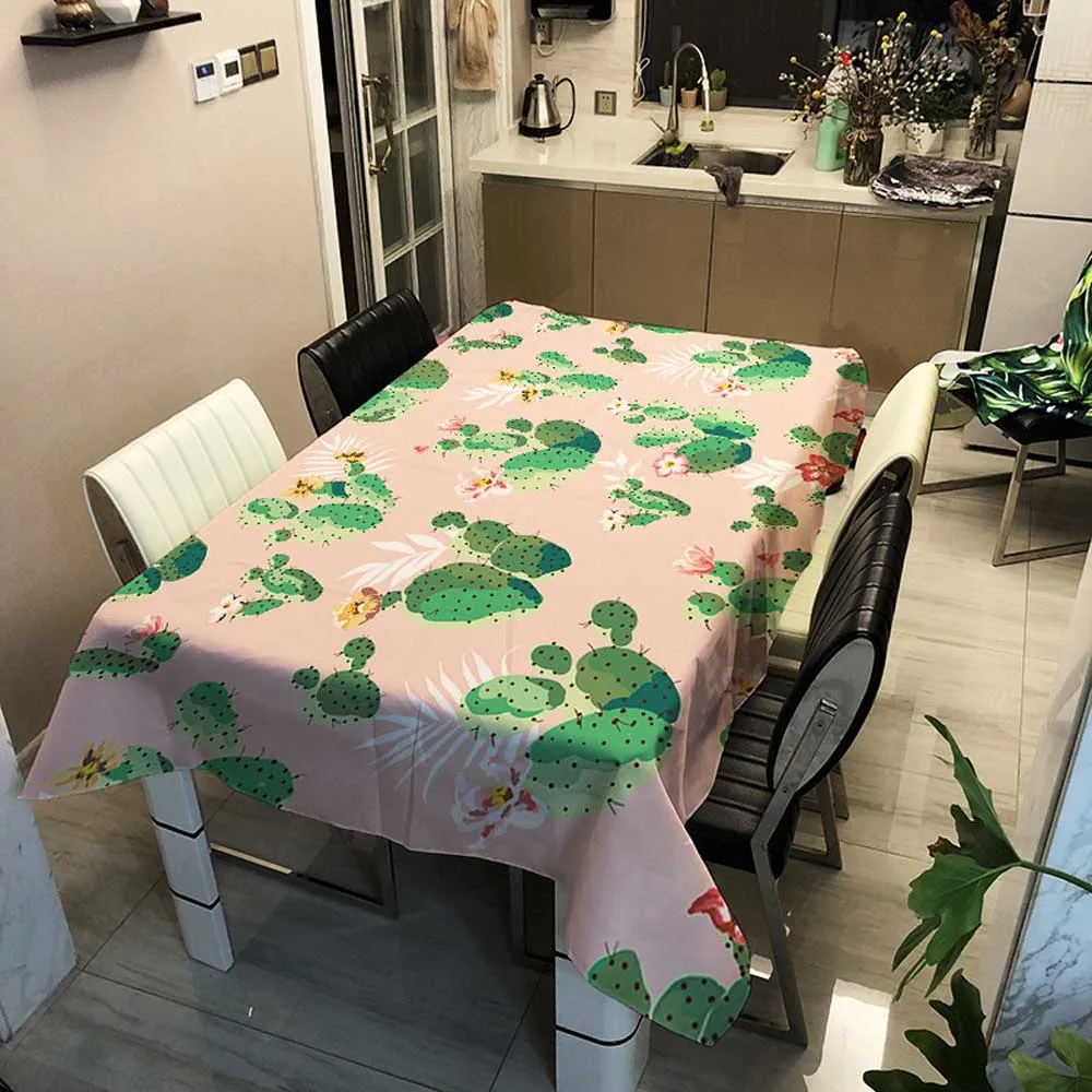 

Waterproof Rectangle Tablecloth Cactus Digital Printed Polyester Table Mat Home Garden Party Table Cloth decoration Cover Custom