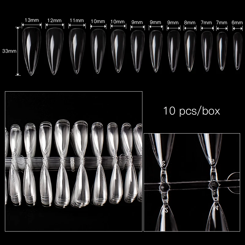 Четыре лилии накладные ногти разные прозрачные размер плоская форма полное