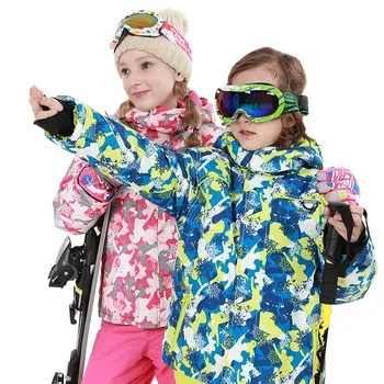 

-30 Children Snow suit Coats Ski suit sets outdoor Gilr/Boy skiing snowboarding clothing waterproof thermal Winter jacket + pan