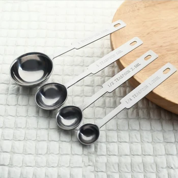 

4PCS/Set Stainless Steel Measuring Spoon Cup Seasoning Sauce Toiletry Kit