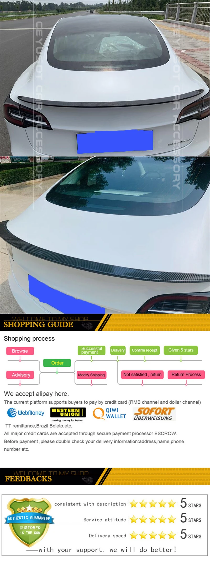 Спойлер, крыло, багажник для Tesla модель 3- coupe углеродное волокно высокого качества черный Задний спойлер задний спойлер хвост Tesla