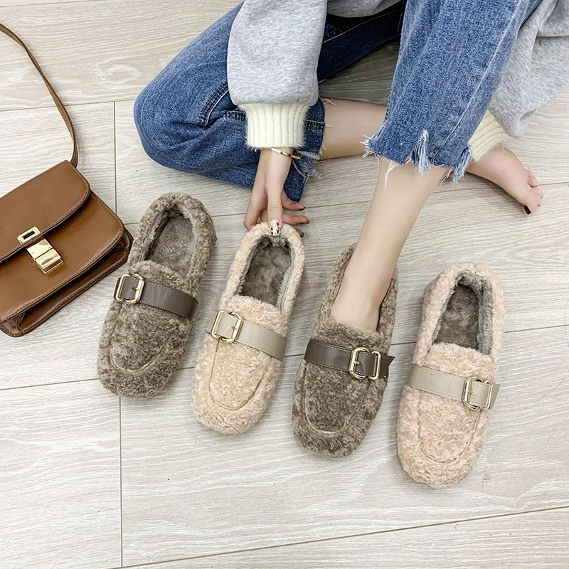 

Slip On Shoes For Women Autumn 2019 Fashion Women's Female Footwear Round Toe Loafers Fur Casual Sneaker All-Match Slip-on New