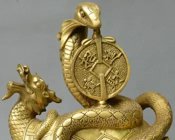 

Chinese fengshui old bronze Dragon turtle snake god beast dragon tortoise statue