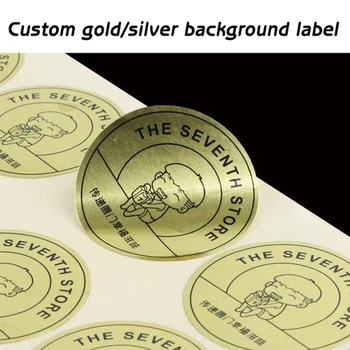 

100PC custom gold/silver background sticker custom logo gift tag waterproof luminous custom name seal label sticker