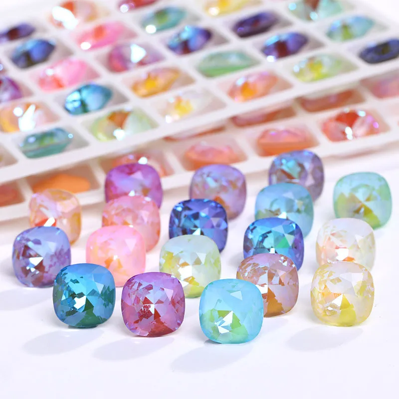 

Glitter Square Mocha Fluorescence Pointback Rhinestones Nail Art Accessories For Nail Art DIY Jewelry Art Decoration