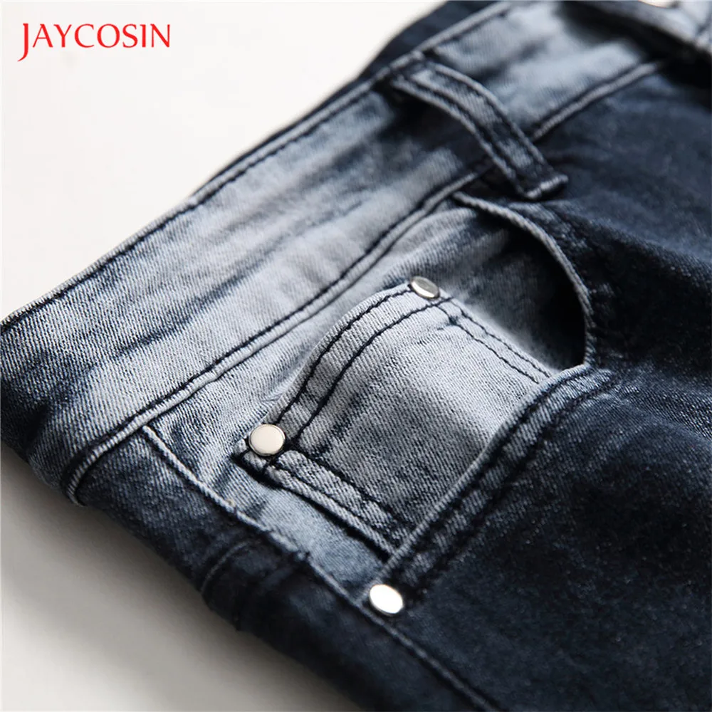Jaycosin, новая мода, мужские джинсы, штаны, рваные, повседневные, отбеленные, облегающие, узкие, джинсовые брюки, брюки, уличная одежда размера плюс 28-40