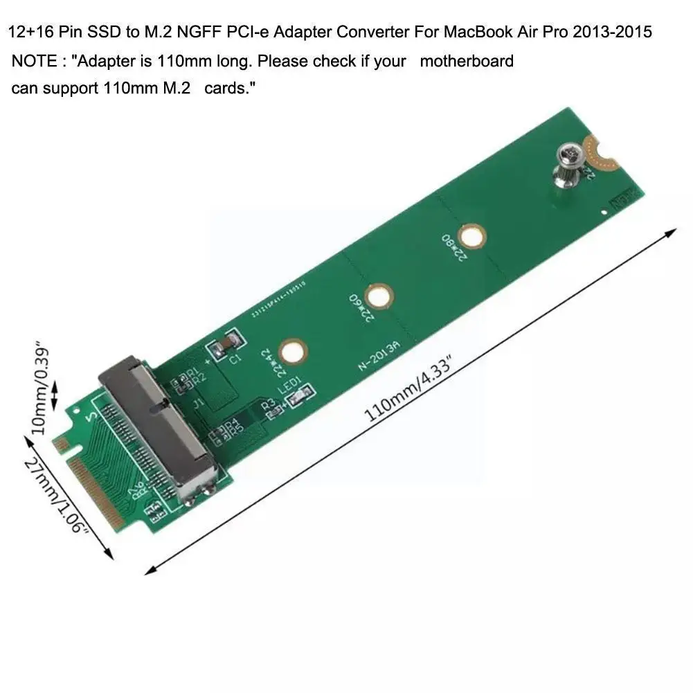 12+16 Pin SSD to M.2 NGFF PCI-e Adapter Converter For Apple A1465 Pro 2013-2015 Air A1466 SSD M0U1 — view 4