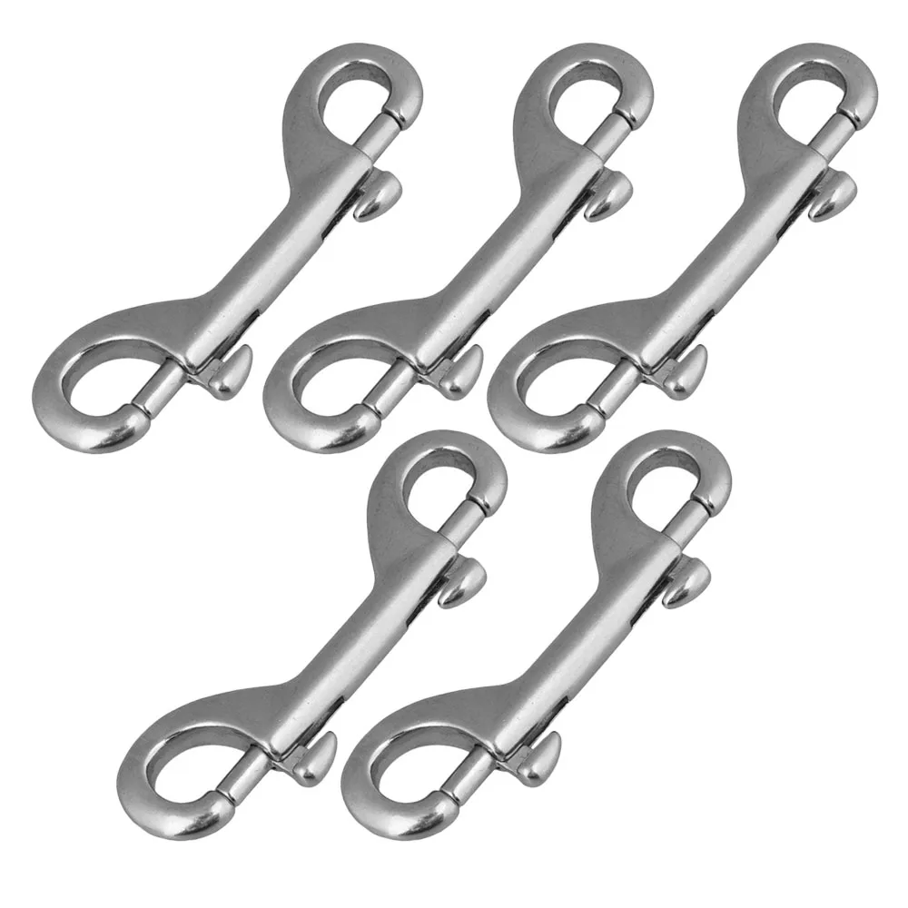 

316 Stainless Steel 100mm Double End Bolt Snap Hook Marine Grade Double Ended Snaps Diving Clips Key Ring & Pet Chains Set of 5