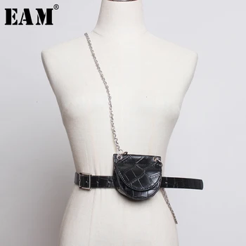 

[EAM] Pu Leather Min-bag Chain Split Long Wide Belt Personality Women New Fashion Tide All-match Spring Autumn 2020 1K380