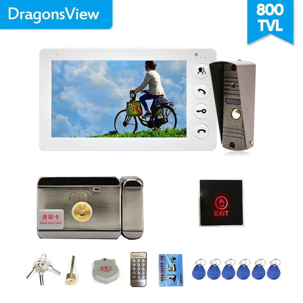 Видеодомофон Dragonsview 7 дюймов цветной ЖК дисплей металлическая наружная панель