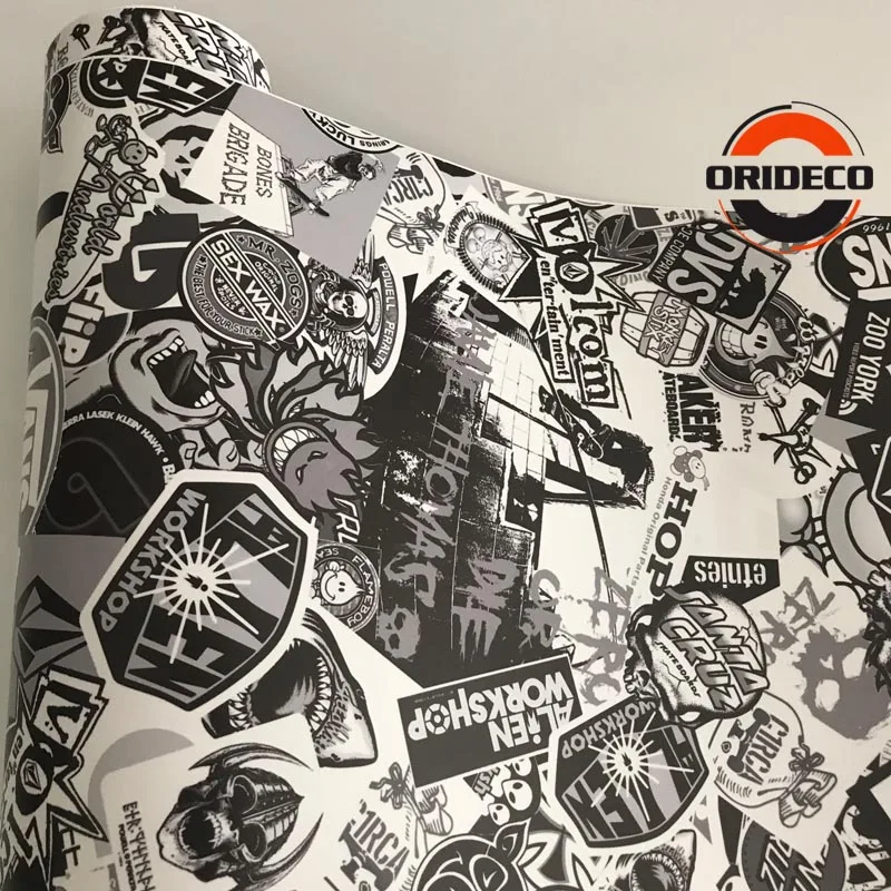 black white cartoon sticker bomb vinyl sticker 1