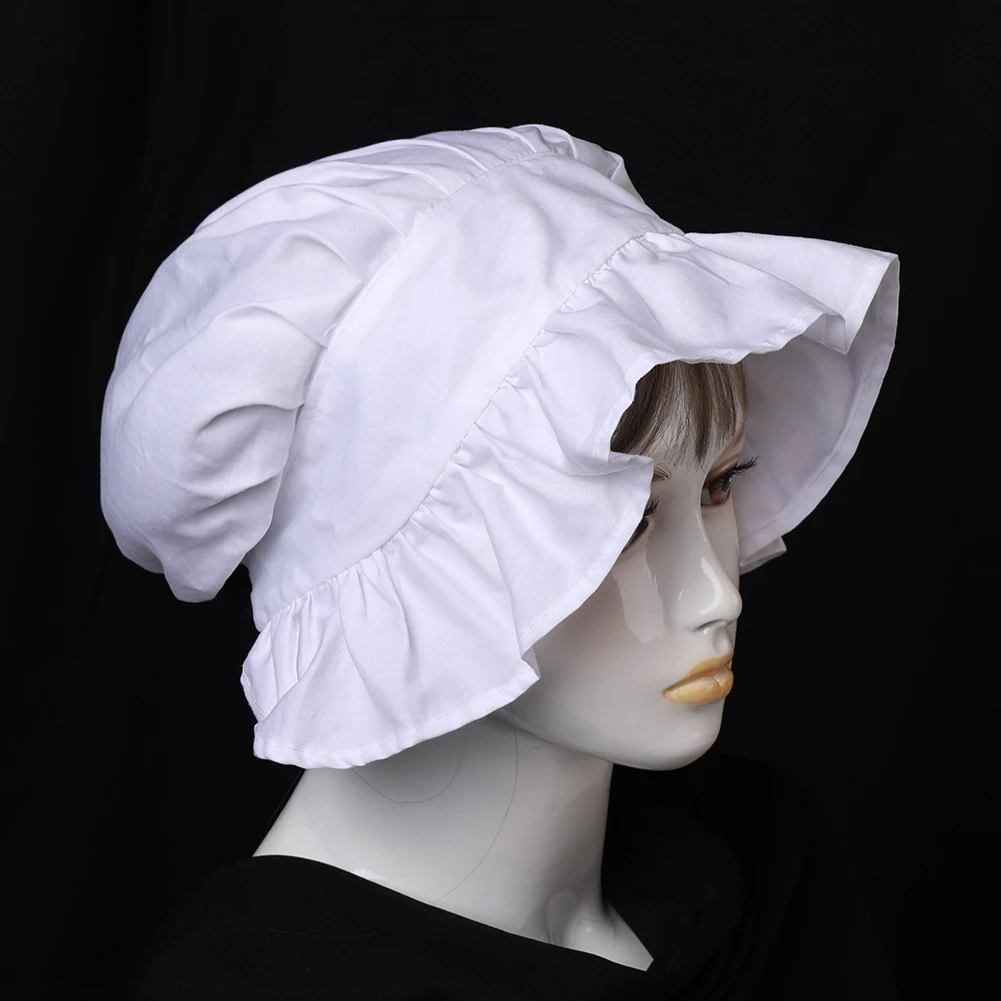 White Bonnet Hat Headdress Women Maid Cosplay Accessory Vintage Maid MOP Headpiece cosplay hats