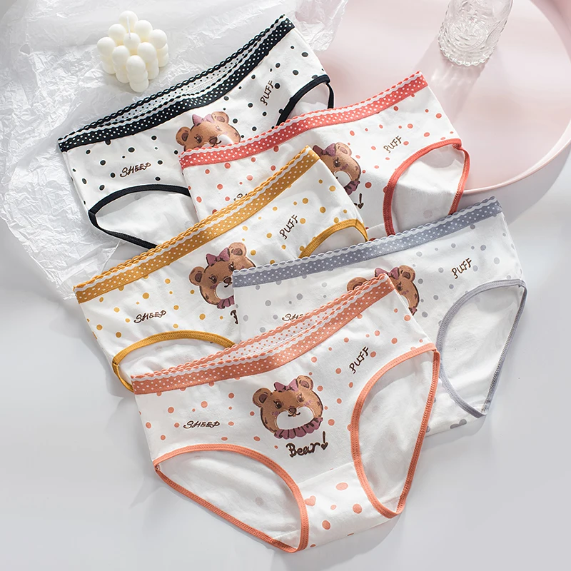 

10-20Years Children Cotton Soft Underwear Panties Puberty Girl Cute Cartoon Underwear Teenage Briefs Comfortable Panties