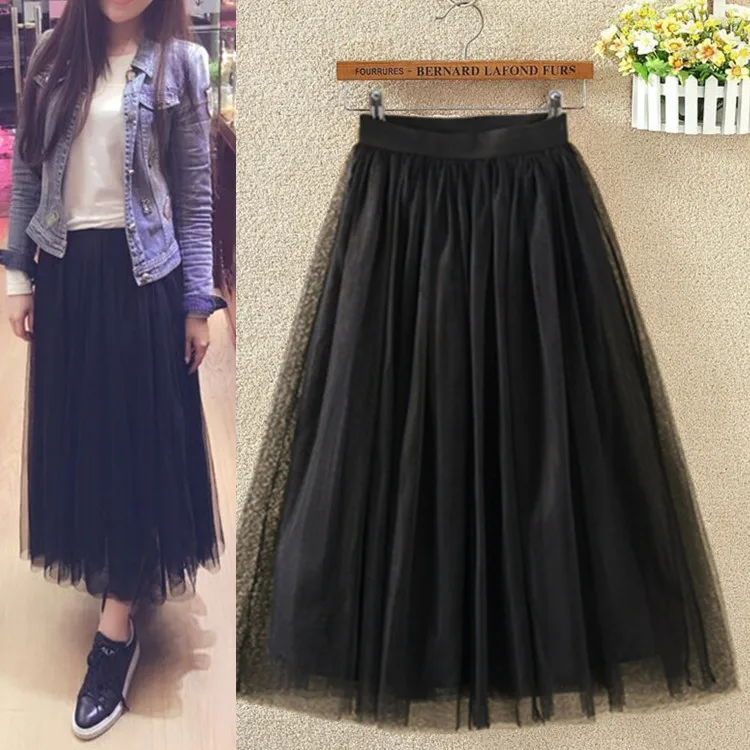 Длинная Плиссированная юбка с высокой талией Однотонная из Горького флиса