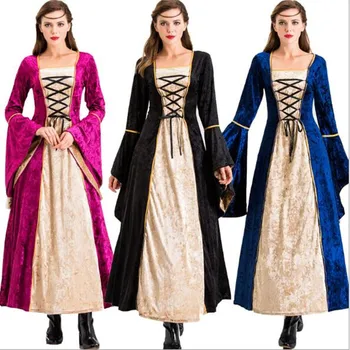 

New Medieval Dress Halloween Costumes for Women Cosplay Palace Noble Long Robes Ancient Bell Sleeve Princess Costume Dress