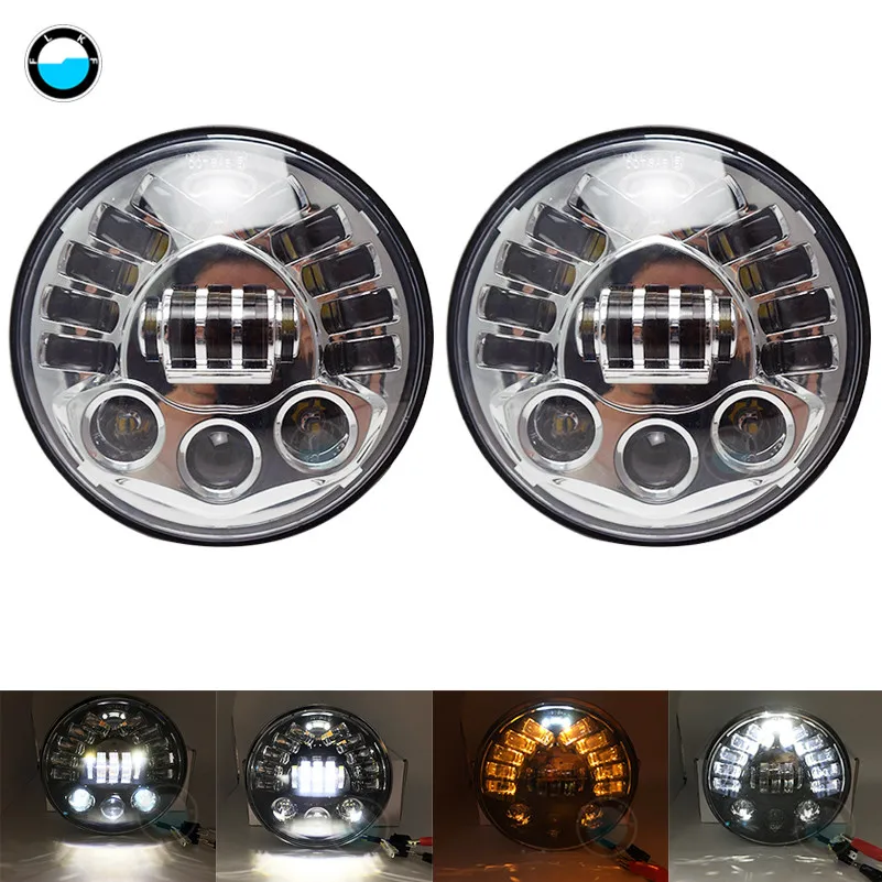 7 дюймов светодиодный фары с DRL поворотными сигналами для Jeep Wrangler JK CJ TJ LJ Hummer H1 H2 Dodge Toyota FJ Cruiser 07-14 - Цвет: 2 pcs chrome