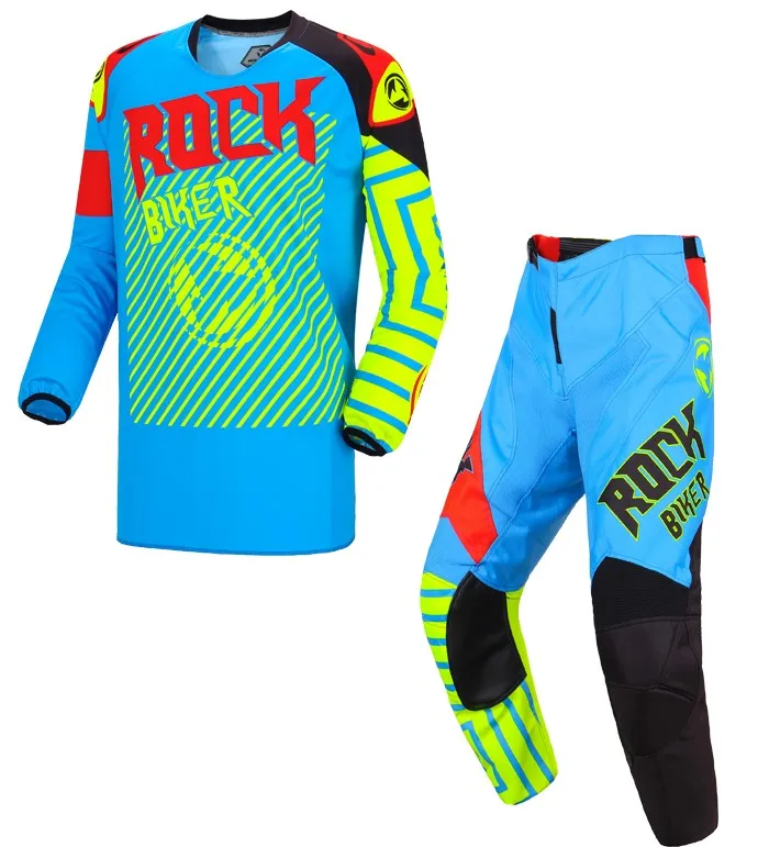 Мотокросса Костюм дышащий Мотоцикл MX DH MTB мотоцикл Велоспорт Джерси и брюки комбинированные наборы s-xxl - Цвет: Синий