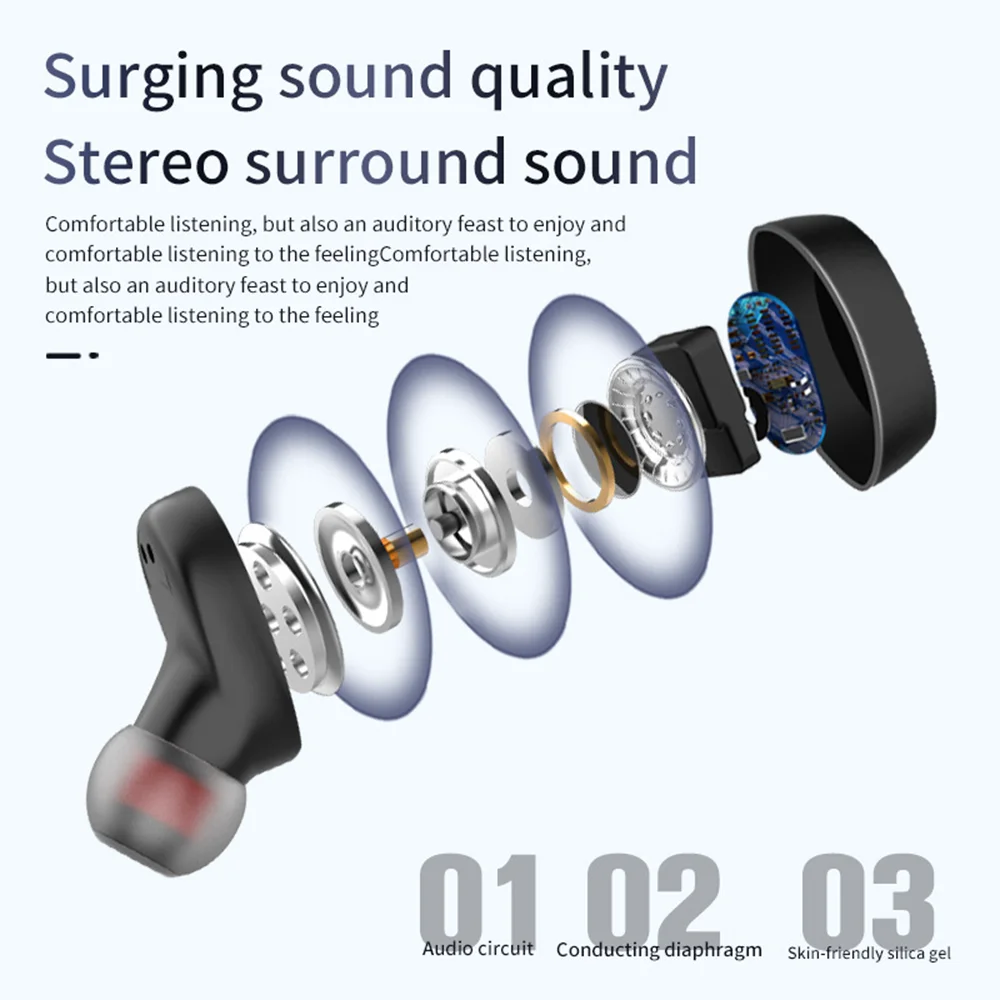 Mini Bluetooth Earphone Smart Touch Wireless Earbuds HIFI Stereo Surround Handsfree In Ear Headset For iPhone Android Universal