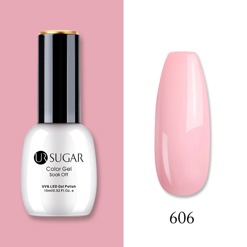 606 Ur Sugar, 15 мл, Цветной Гель-лак, гибридный лак для ногтей, для маникюра, УФ-светодиодный Полупостоянный гель для ногтей, впитывающий Гель-лак, базовое верхнее покрытие - Цвет: 606