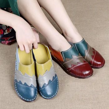 

Soft bottom female national wind non-slip comfortable flat sole shoes middle-aged casual shallow mouth large size shoes