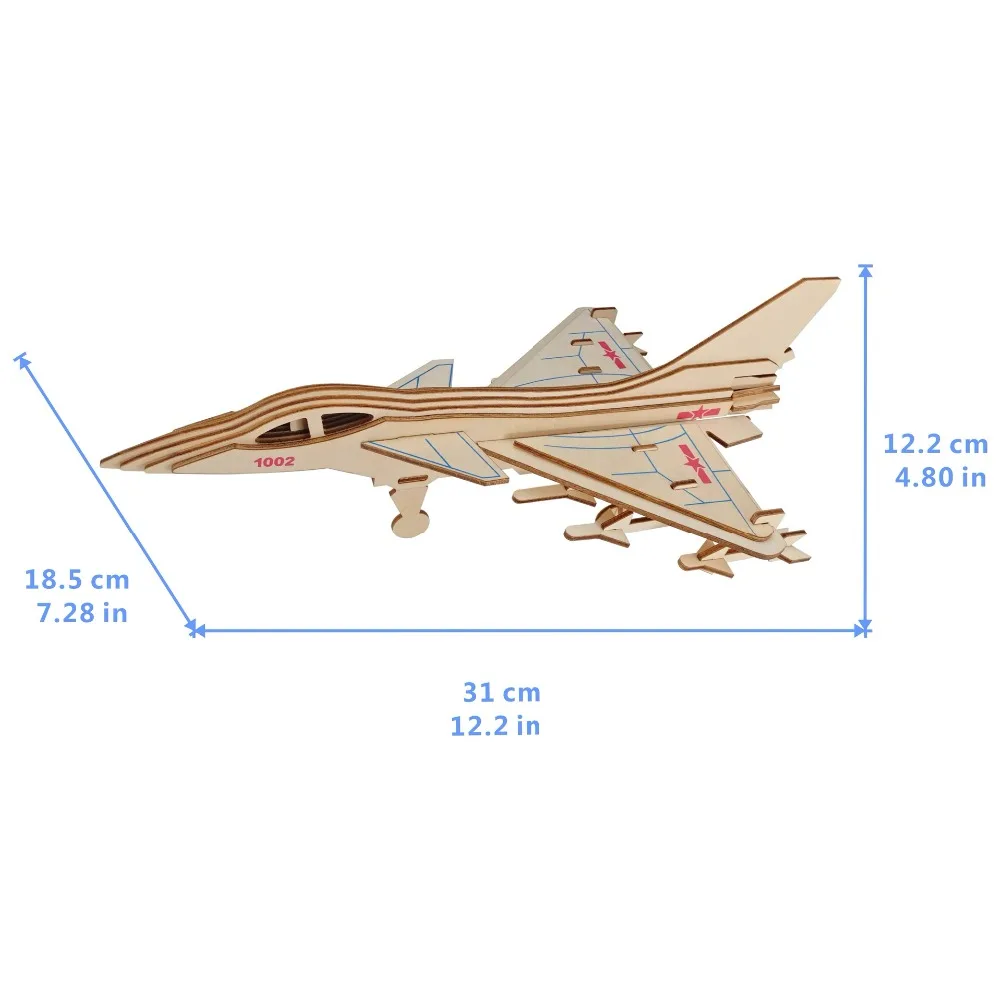 J-10 самолет DIY 3D деревянные головоломки по дереву сборочный набор резка деревянные игрушки для Рождественский подарок 3142
