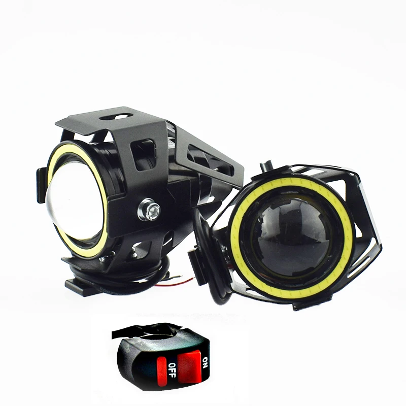 

Moto headlights angel eyes lights U7 125W Led fog spot head lamp work lights Motorbike Driving auxiliary lights spotlights