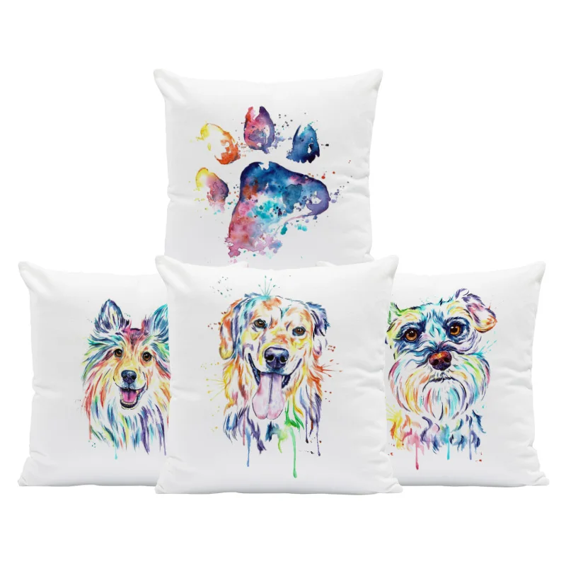 

Cool Colorful Pillowcase Bernese Mountain Dog German Shepherd French Bulldog Slipcover Bichon Schnauzer Scottish Shepherd Pillow
