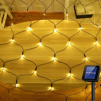 

1.1*1.1M 2*3M Solar Powered LED Net Mesh String Light 8 Modes LED Garden Window Curtain Decoration Light for Christmas New Year