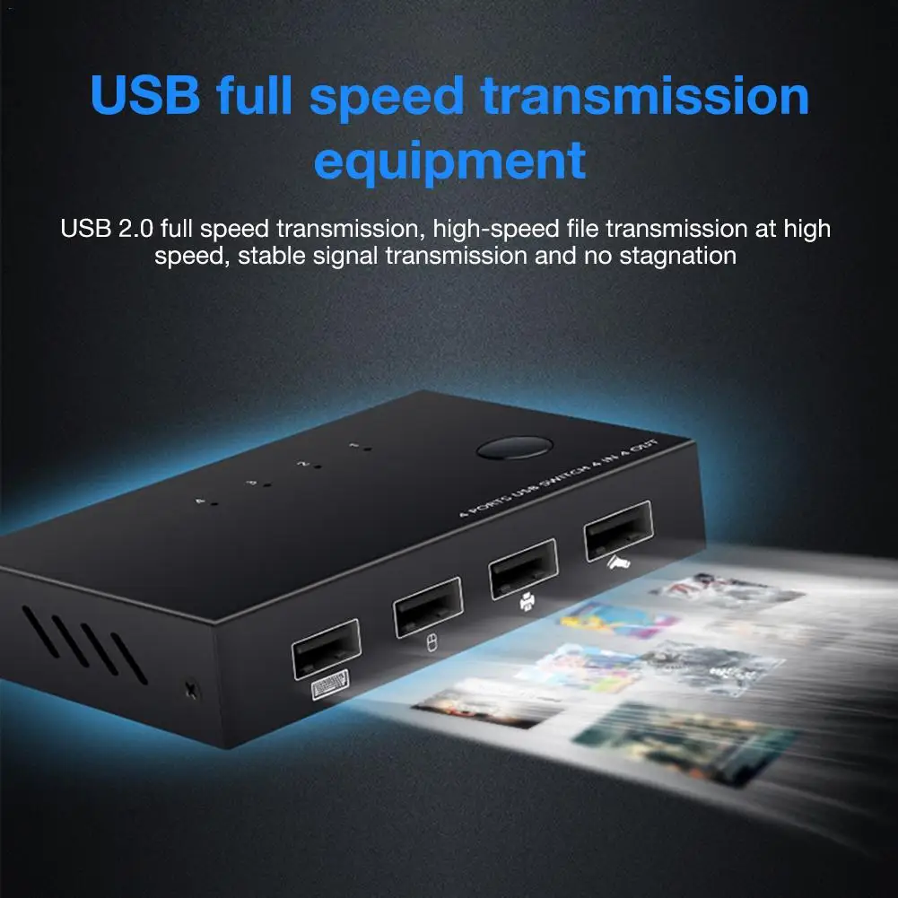 USB 2,0 HDMI KVM переключатель 4 в 4 Выход периферийный распределительный коммутатор адаптер коробка концентратор 4 шт. поделиться 1 светодиодный USB устройство для принтера сканер