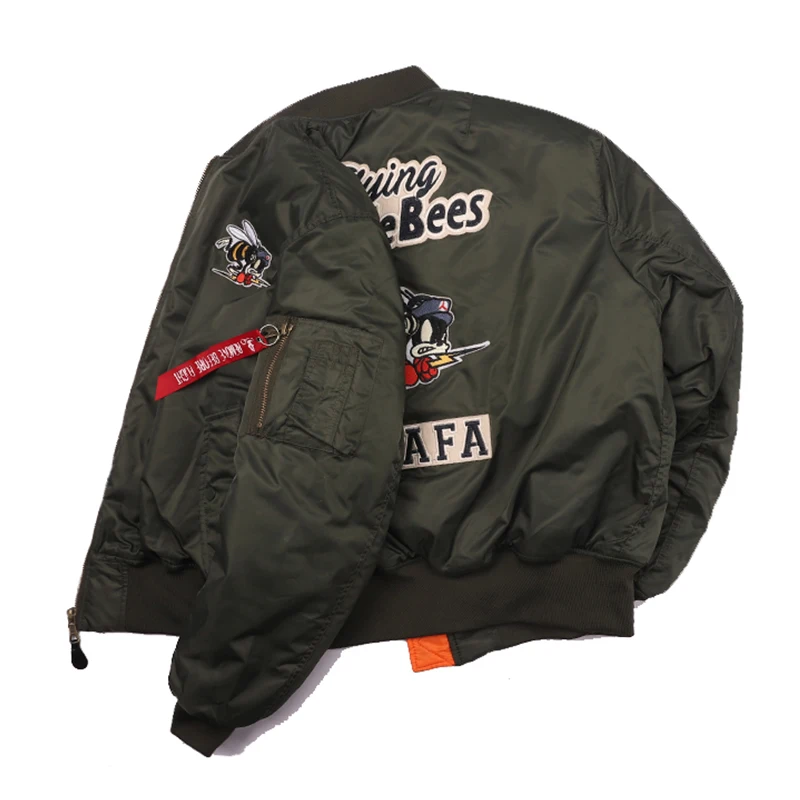 2021 USAFA WW2 Flying Bumble Bees Patch Embroidered Bomber Jacket Men Air Force Pilot Flight Winter Coat Warm Padded Outwear | Мужская