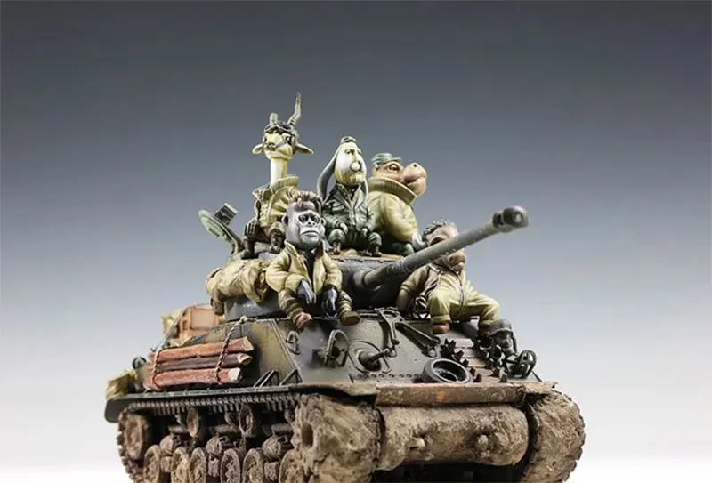 Креативные 1/35 весы мультфильм животное версия яростный Танк команда пять членов Без майки миниатюрные неокрашенные DIY GK смолы модели наборы