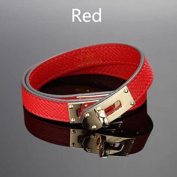 

Hot Brand 11 kinds of Leather Colors Double layer Bangle Blue Yellow Red Green Color Real Cowhide Leather Bracelets For Women