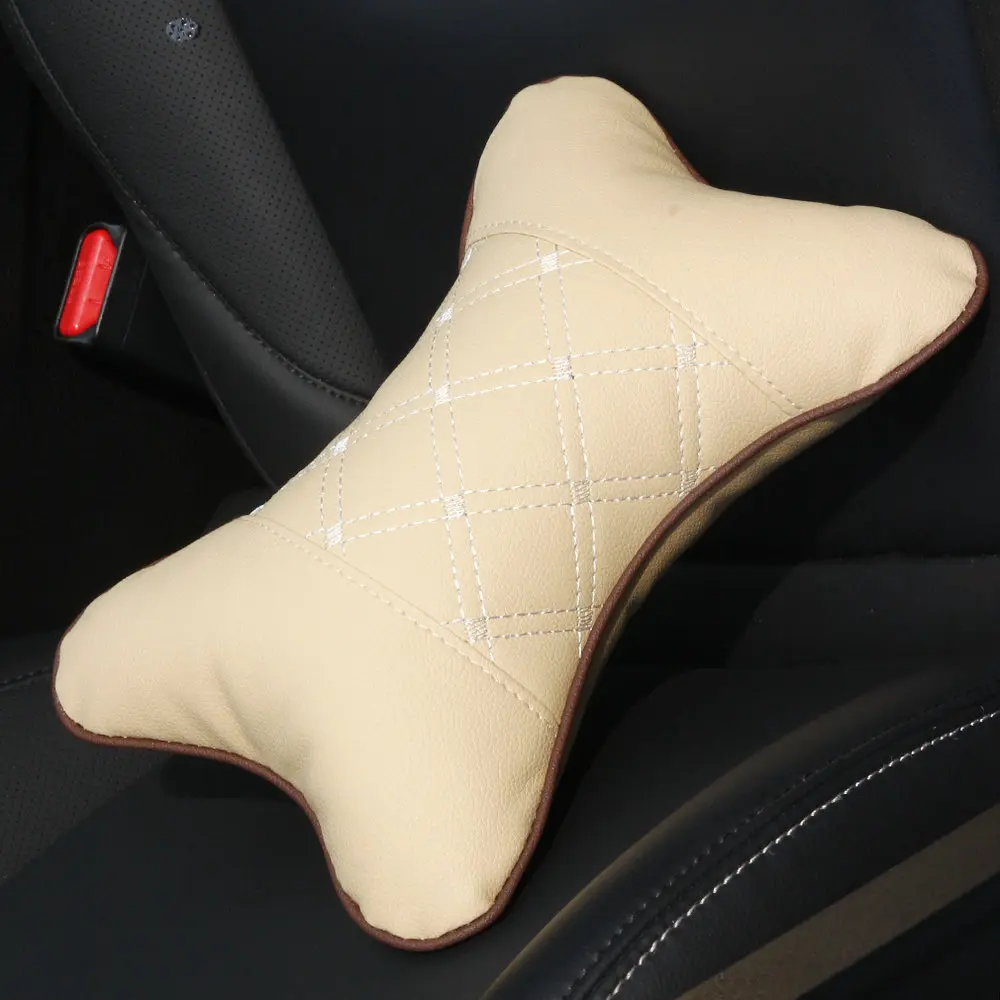 Автомобильная подушка, двухсторонние кожаные шейные чехлы на автомобильные подголовники, клетчатая Подушка, чехол для автомобильного сиденья, автомобильная защитная подушка