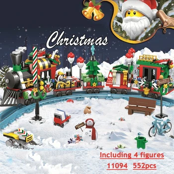 

2019 New Creator Christmas Sets Winter Village House Train Balloon Santa Crystal Box Compatible Lepining Model Blocks Toys