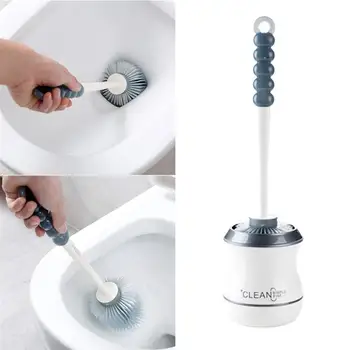 

Toilet Brush Base Long Handle Toilet Stand Wall Hanging Brush Non-Slip PE Durable with Base Brush Set for Bathroom Hotel Toilet