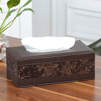 

Leather tissue box rectangular square pen remote storage desk storage box napkin towel rack dispenser cover CY529