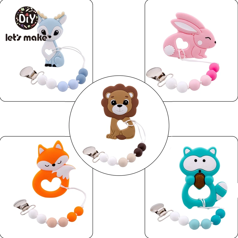 

Let's Make 1pc Baby Silicone Teether Pacifier Chain Personalized Pacifier Clip Silicone Holder For Nipples Colorful Babt Teether