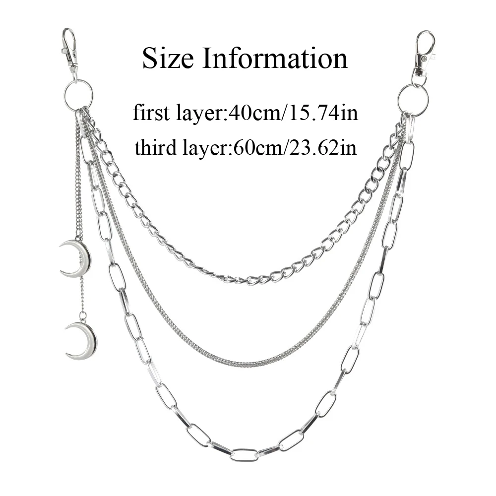 청바지 바지에 달 펜던트 체인 남성용 여성용 열쇠 고리 uniegirl eboy 하라주쿠 고스 미적 액세서리