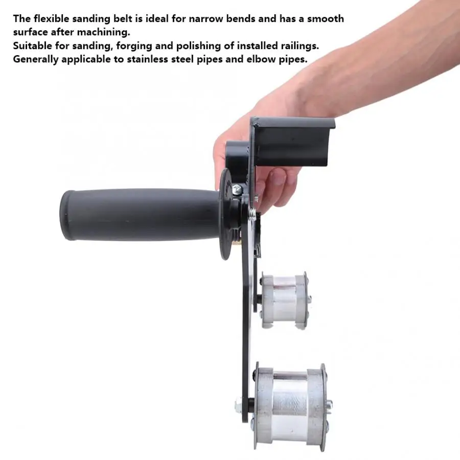 Портативный Круглый трубный ремень с ручкой шлифовальная полировальная машина для полировки труб из нержавеющей стали и колена трубопровода
