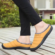 Зимние мужские домашние тапочки для мужчин; теплая плюшевая обувь; Новые повседневные кроссовки; мягкие мужские домашние хлопковые тапочки в полоску; нескользящая обувь; 9,24