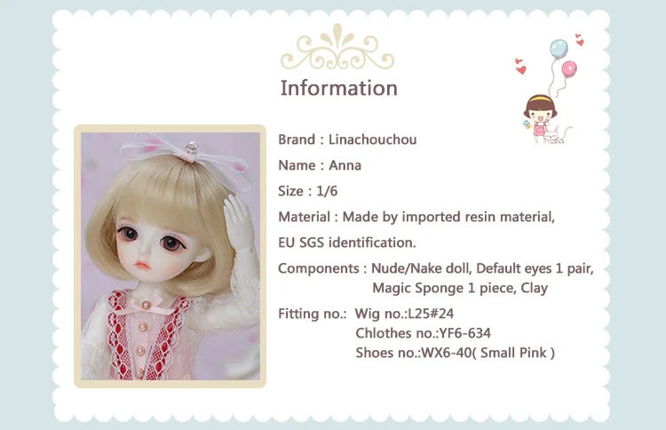 BJD SD кукла linachuchou Анна 1/6 модель тела мальчики девочки Oueneifs высокое качество игрушки из полимера Бесплатный глаз шары Модный магазин