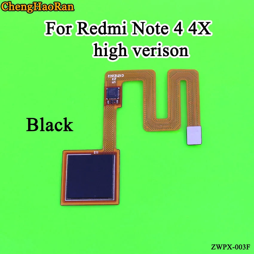 ChengHaoRan для Xiaomi Redmi Note 4 4X Высококачественный Сканер отпечатков пальцев гибкий кабель сенсорный датчик ID Кнопка отпечатка пальца - Цвет: Black