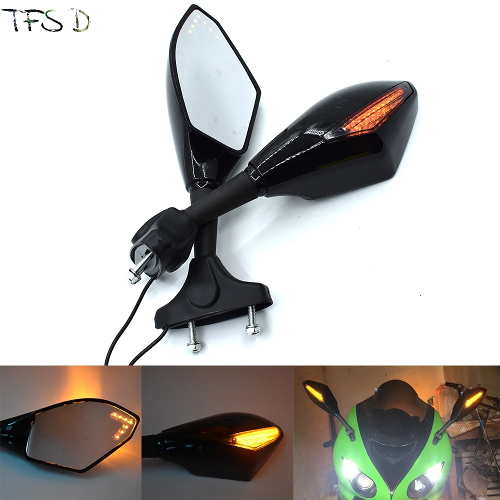 

Motorcycle LED turn signal indicator rearview mirror Retroviseur Clignotants for Hyosung Benenlli Piaggio Ducati Honda Suzuki