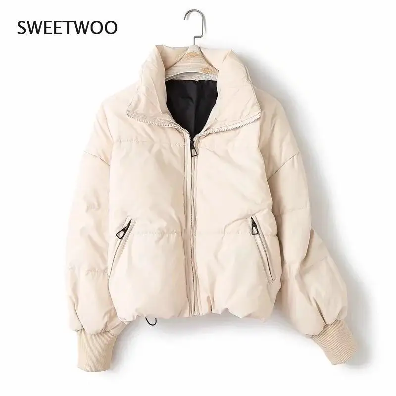 2021 Casaco Feminino Short Thick Warm Solid Zipper Vintage Autumn Winter Jackets Women Loose Ins Fashion Parkas Cotton Clothes