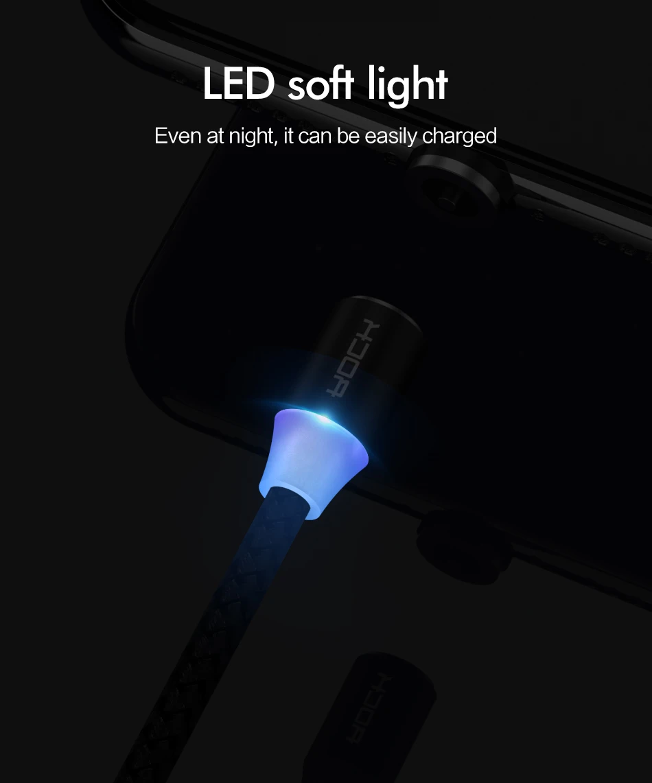 ROCK светодиодный магнитный кабель Micro usb type C, зарядное устройство для Xiaomi Redmi Note 8, iPhone X, samsung S9, huawei, быстрая зарядка, USB C, 1 м