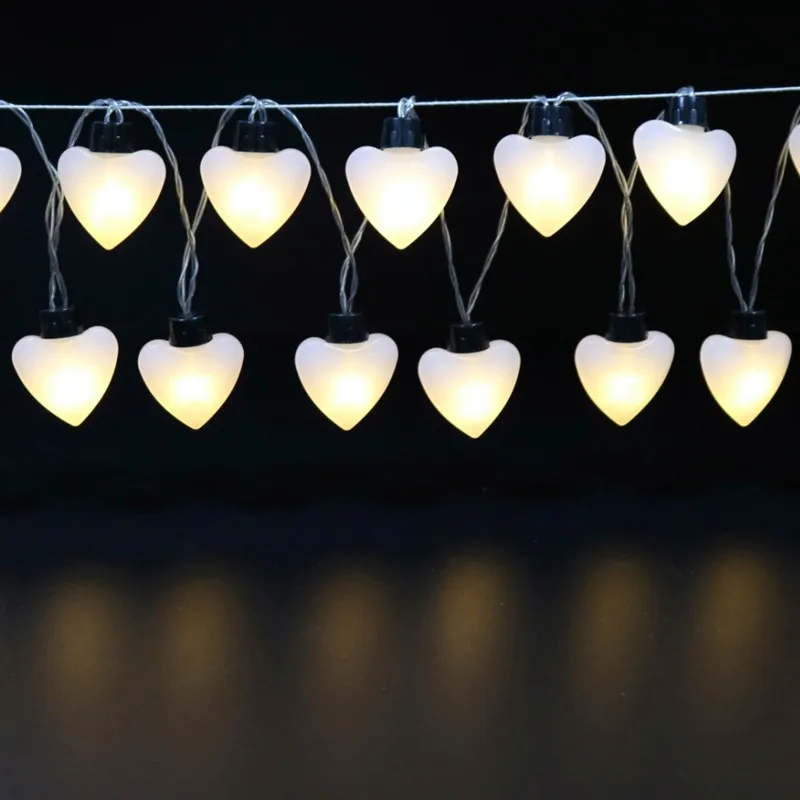 6 м led сердце форма строка Феи огней батарея водонепроницаемый с пульт ДУ, совместимый для жизни двора светодиодные фонари украшения