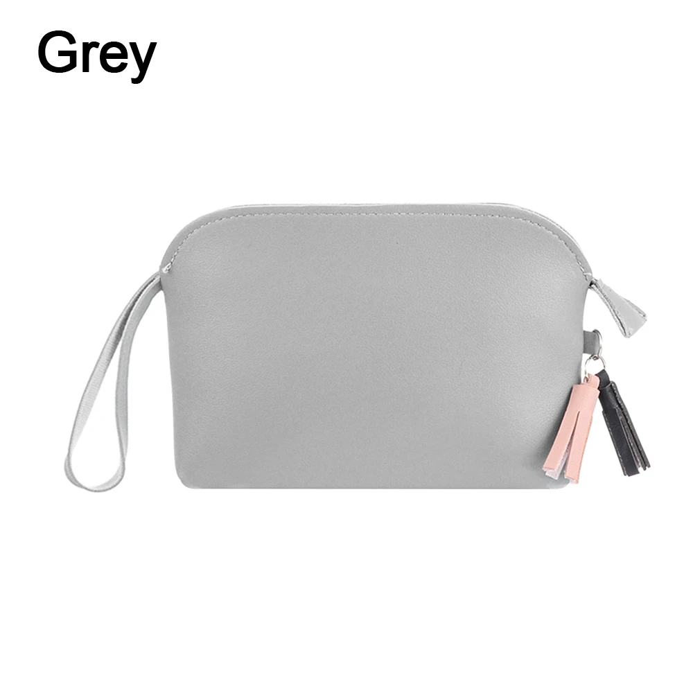 Grey Новая модная многофункциональная косметичка для макияжа, косметичка, чехол для туалетных принадлежностей, Портативная сумка для путешествий, одноцветная косметичка с кисточкой - Цвет: Grey
