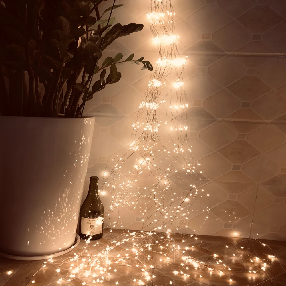 

LED String Light Fairy Vines Solar Lamp EU Plug Starry Garland Lighting For Bar Xmas Wedding Festival DIY Decoration