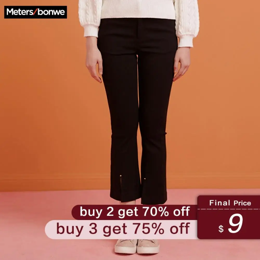 

Metersbonwe Mid-waist Casual Boot Cut Pants Women Slim Spring Autumn 2019 New Fashion Lady Korean pants Calf-length pants
