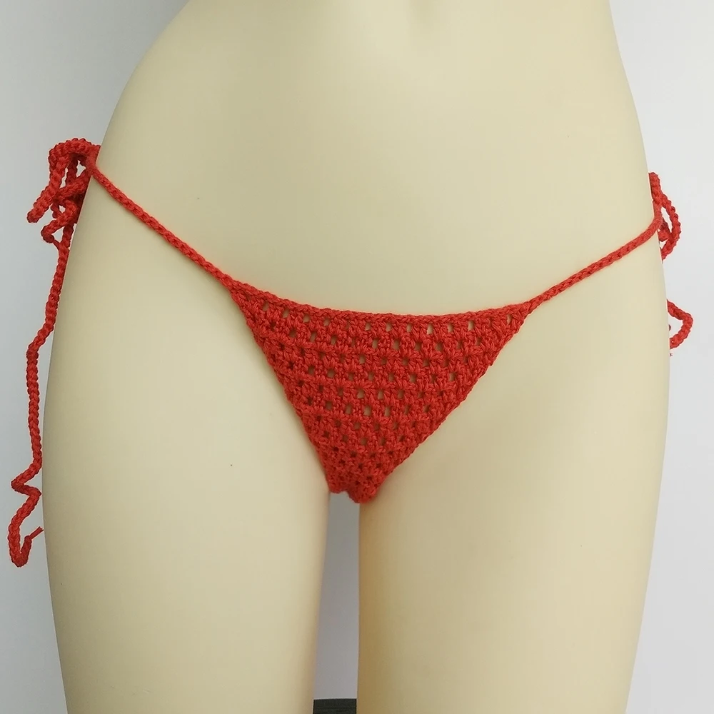 Fans Free Super Mini Micro G-strings Thongs Red Sexy Bikini Bottom Hot Women's Swimwear Crochet Brazilian Side String Tie Thong
